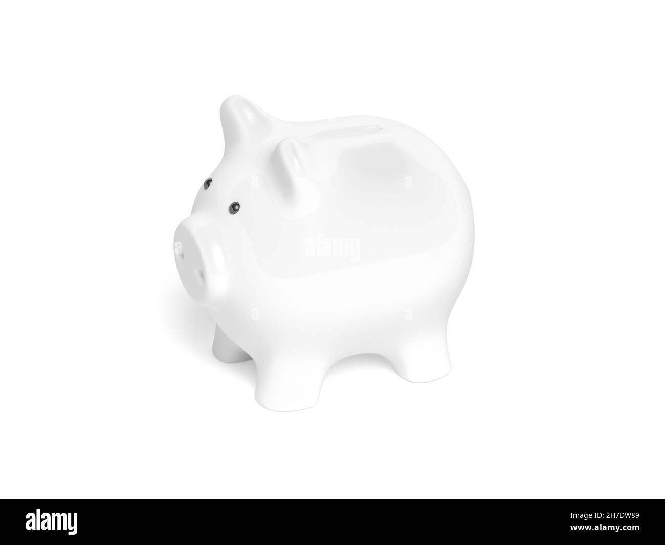 Sparschwein auf weißem Hintergrund isoliert. 3D Abbildung. Stockfoto