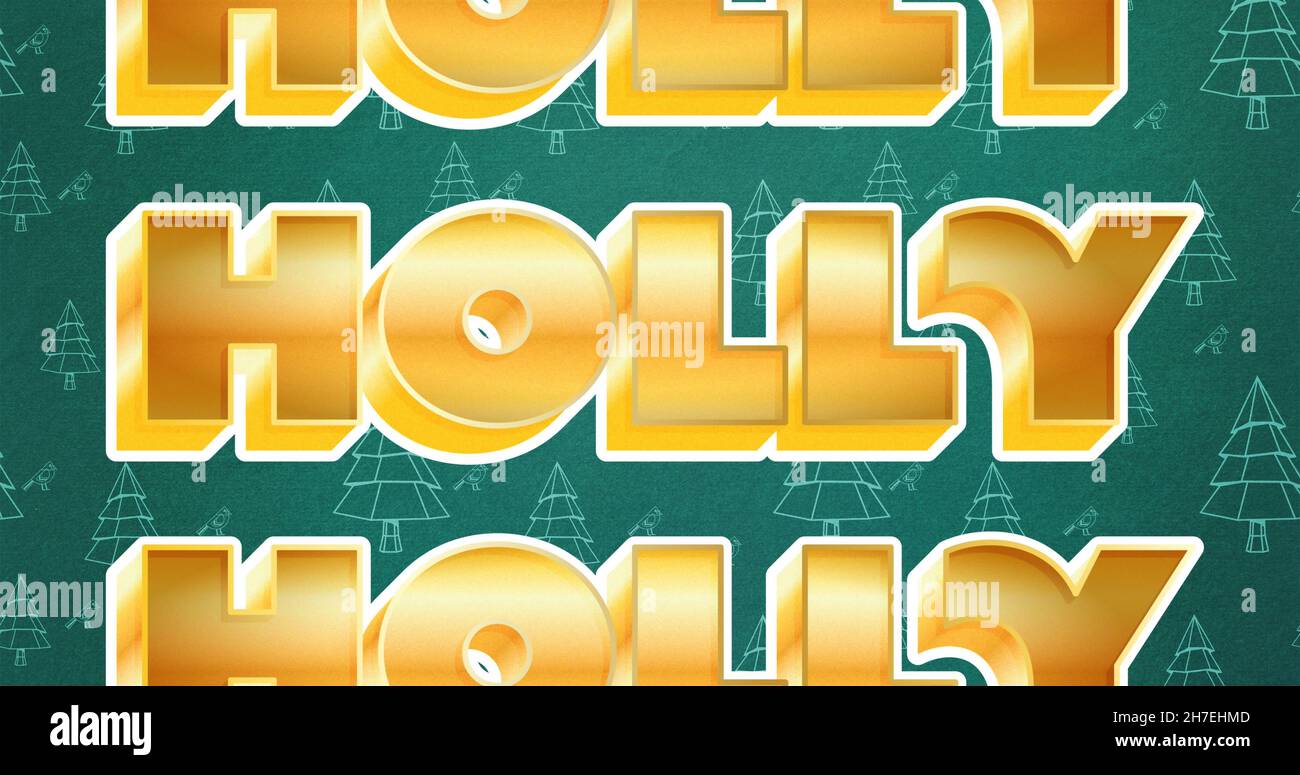 Bild eines Stechstacheltextes in Wiederholung zu weihnachten auf grauem Hintergrund Stockfoto