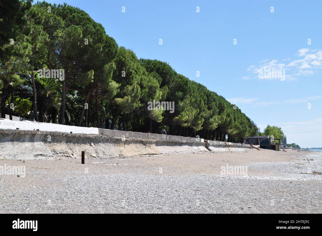 Die Küste von Gagra, einer Stadt im separatistischen Staat Abchasien. Stockfoto