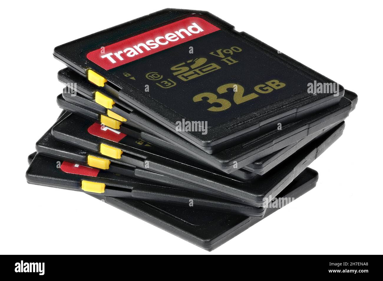 32 GB Transcend 700S UHS-II SD-Karten isoliert auf weißem Hintergrund Stockfoto