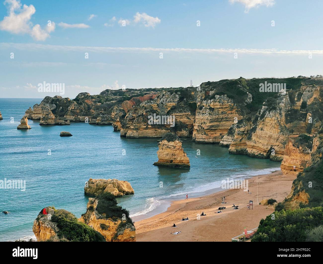 Luftaufnahme Fischerpfad algarve portugal lagos Porto Mós Strand Praia da Luz Rocha Negra. Stockfoto