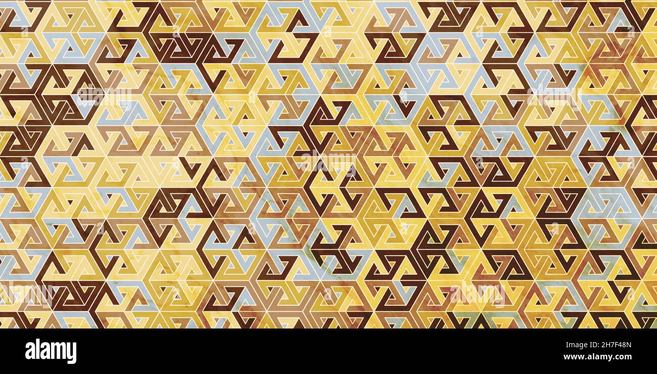 Geometrisches Muster gelber Hintergrund mit polygonaler Form und Marmorstruktur im Retro-Stil Stock Vektor