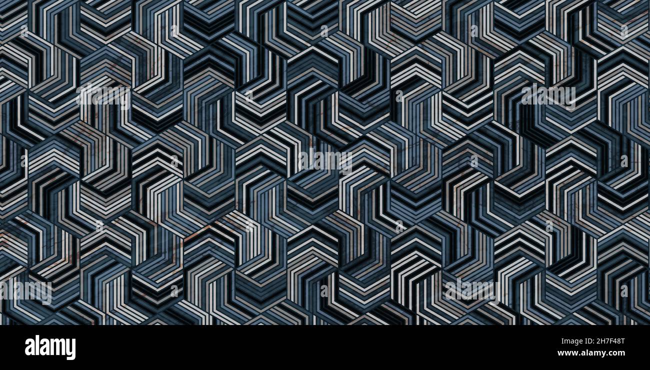 Geometrisches Muster Grunge Hintergrund mit Streifen gewellte Linien polygonale Form und Marmor Textur Stock Vektor