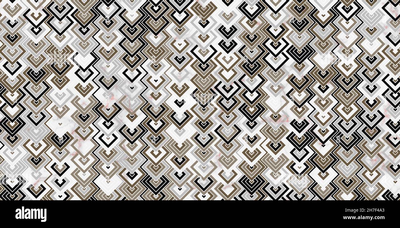 Geometrisches Muster mit quadratischer Form, die Luxus mit grauem Hintergrund und Marmorstruktur überlappt Stock Vektor