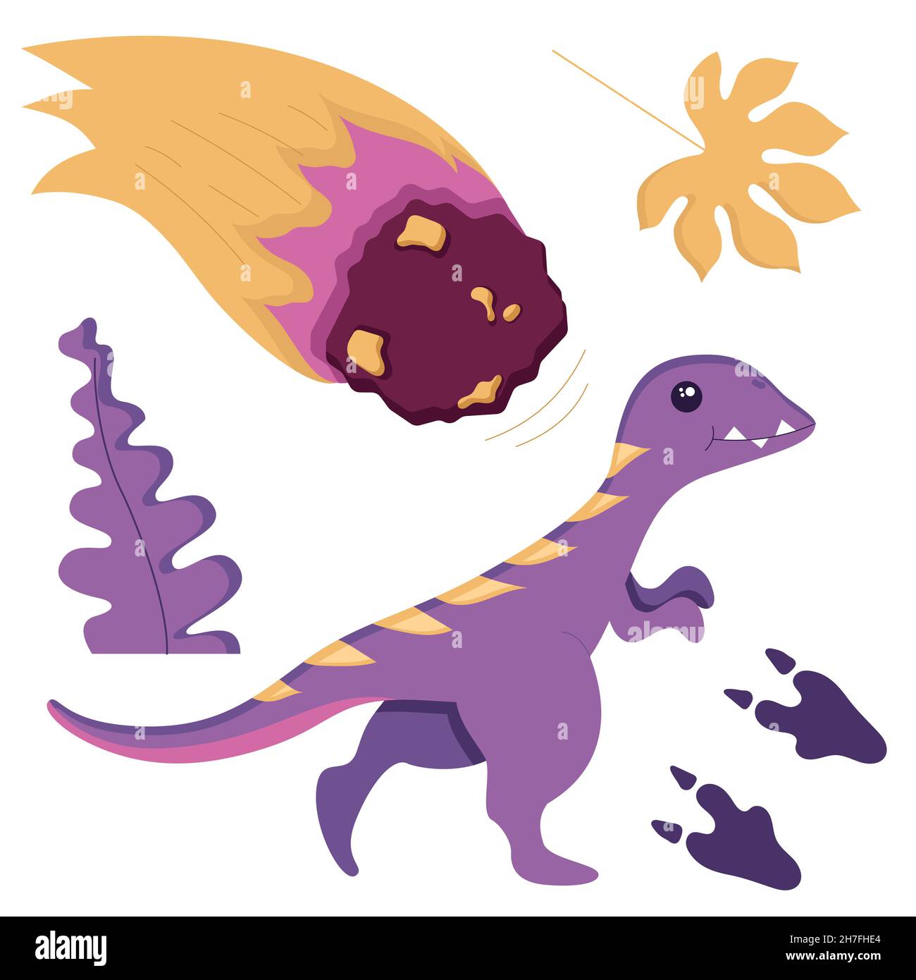 Ein Set niedlicher Dinosaurier zum Dekorieren des Kindergartens, Aufkleber aus der Mesozoikum-Ära für Kinder, Tyrannosaurus, Pterodactyl, Stegosaurus, Brachiosaurus, Und Stock Vektor