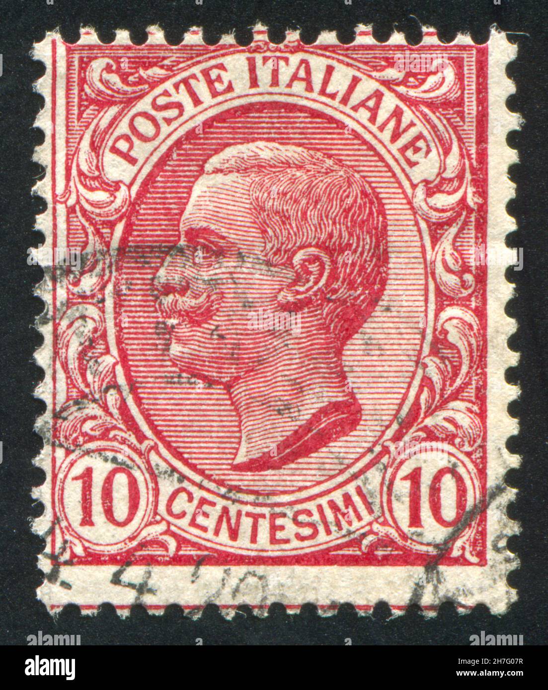 ITALIEN - UM 1906: Briefmarke gedruckt von Italien, zeigt König Viktor Emmanuel III., um 1906 Stockfoto