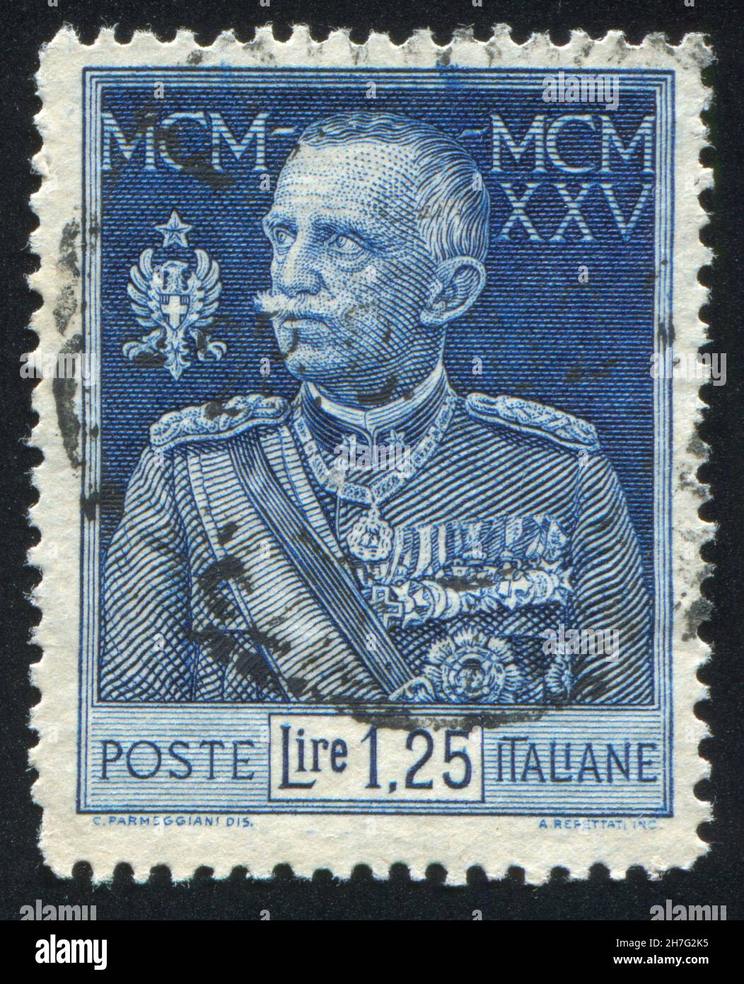 Italien - ca. 1944: Briefmarke gedruckt von Italien, zeigt König Victor Emmanuel III, circa 1944 Stockfoto