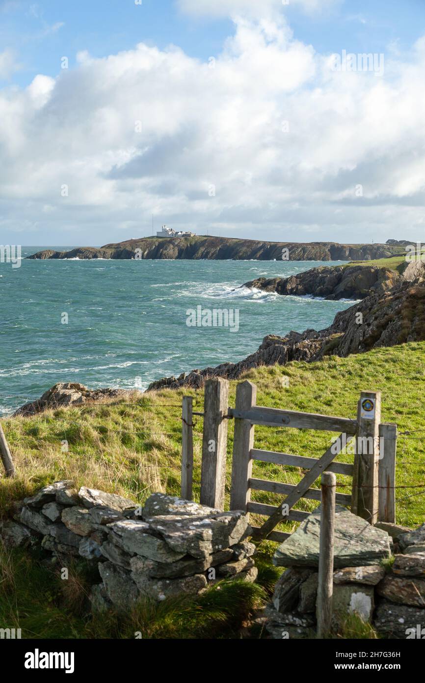 Point Lynas vom Anglesey Coastal Path, Wales Stockfoto