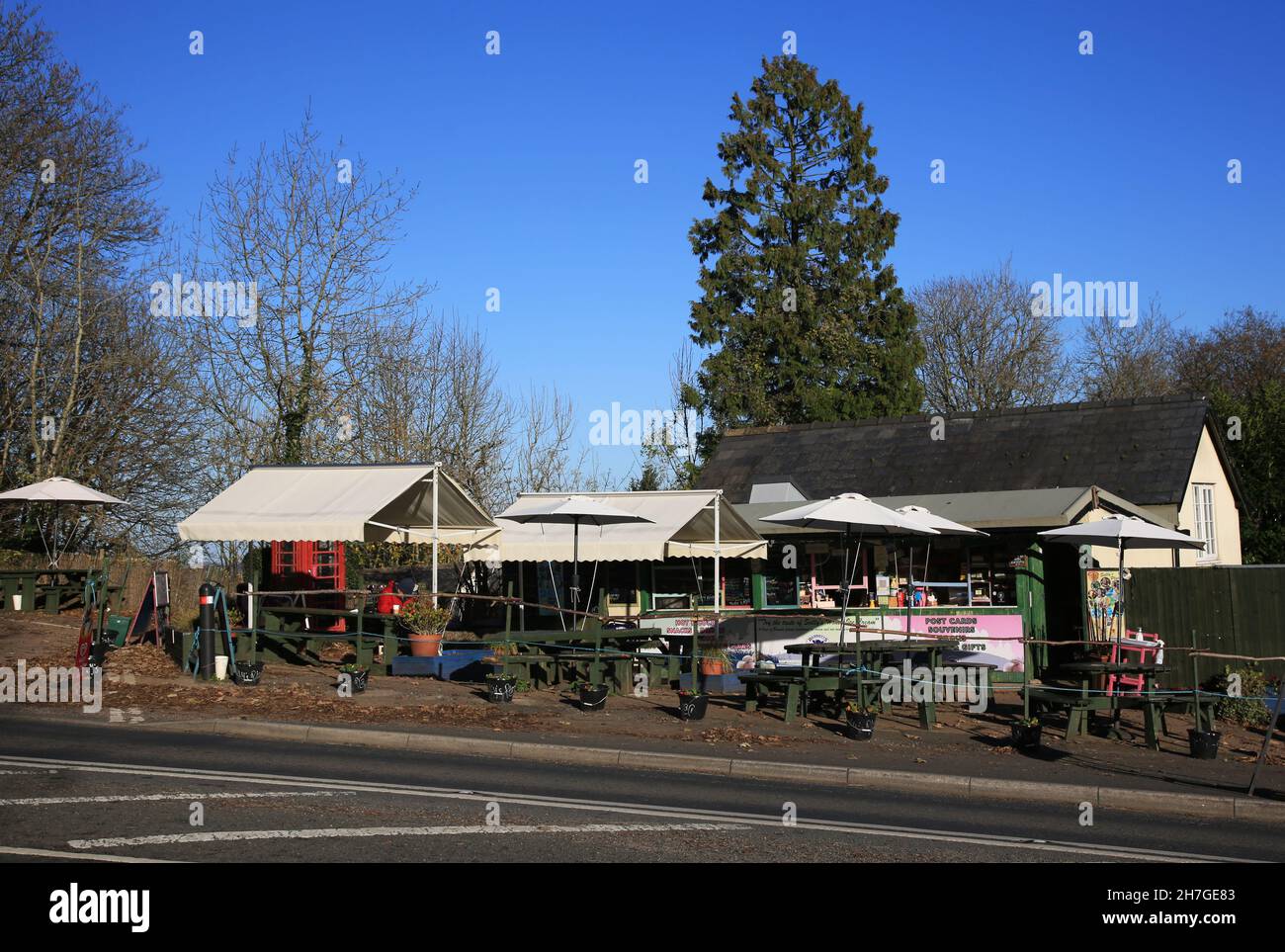 Sally's Place Café, Upper Colwall, Malvern, Worcestershire, England, VEREINIGTES KÖNIGREICH. Stockfoto