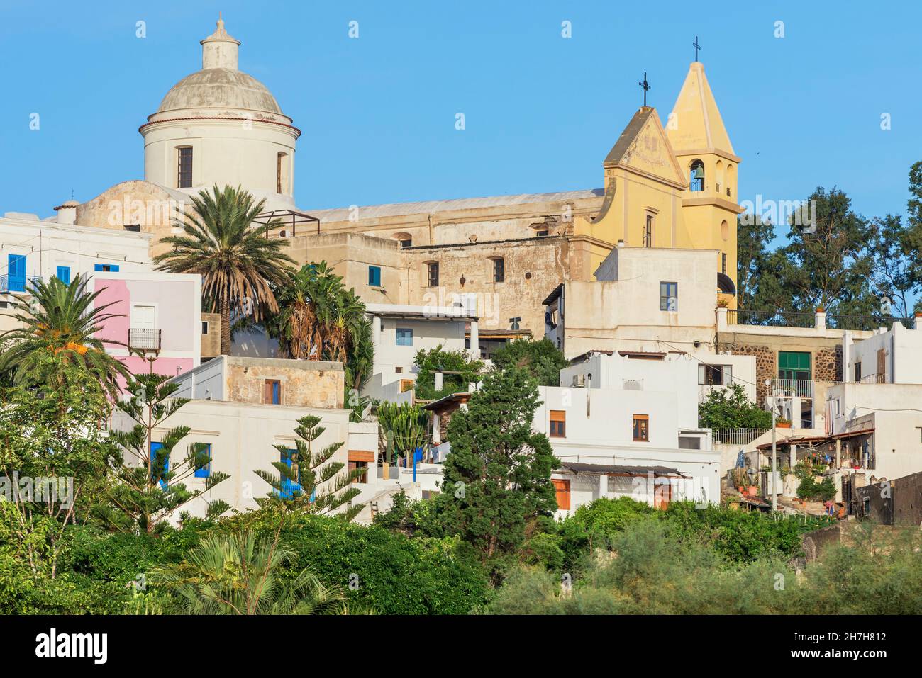 San Vincenzo Dorf, Stromboli, Äolische Inseln, Sizilien, Italien Stockfoto