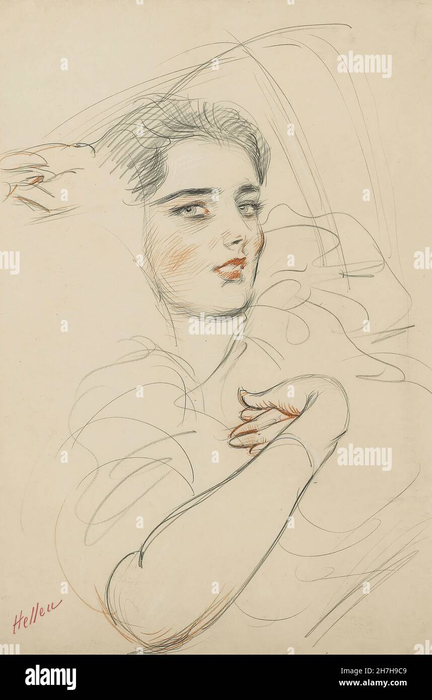 Paul Cesar Helleu - Kopf einer Frau - Diana Mitford Stockfoto