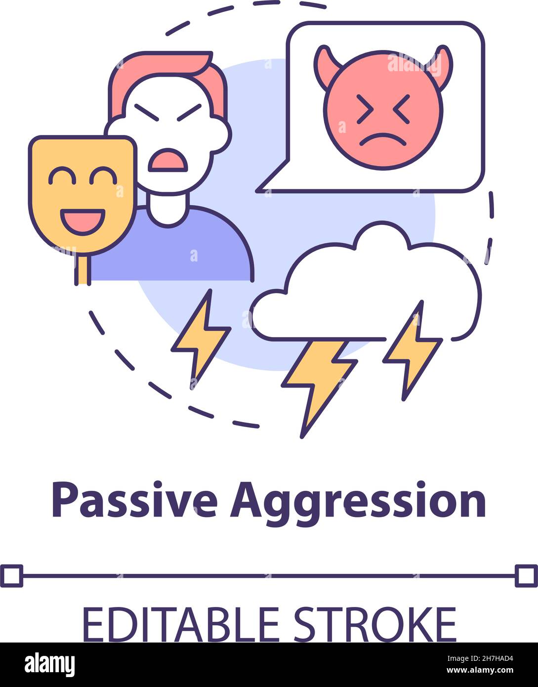 Symbol für das Konzept der passiven Aggression Stock Vektor