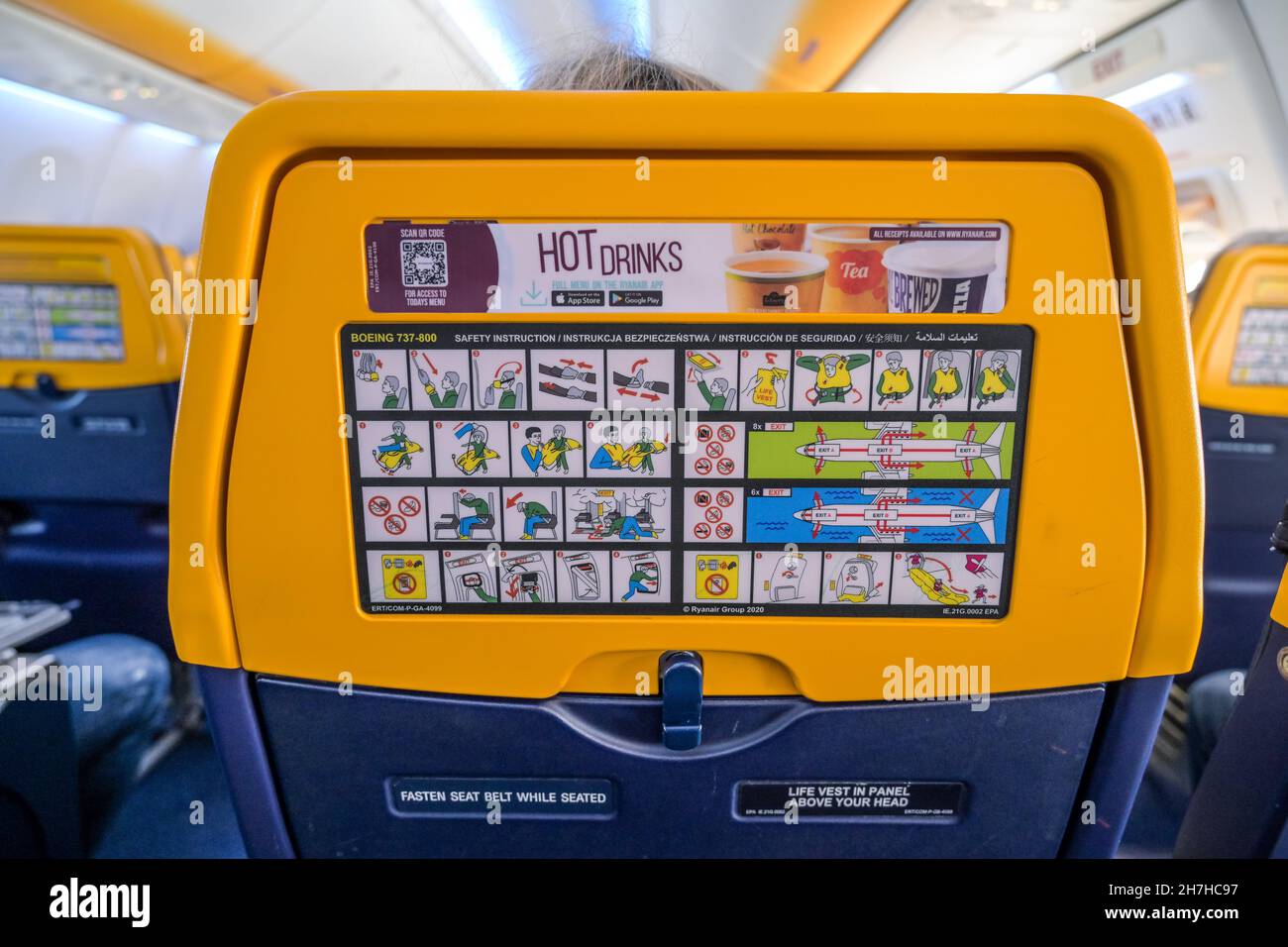 Ryanair Flugzeug innen Stockfoto