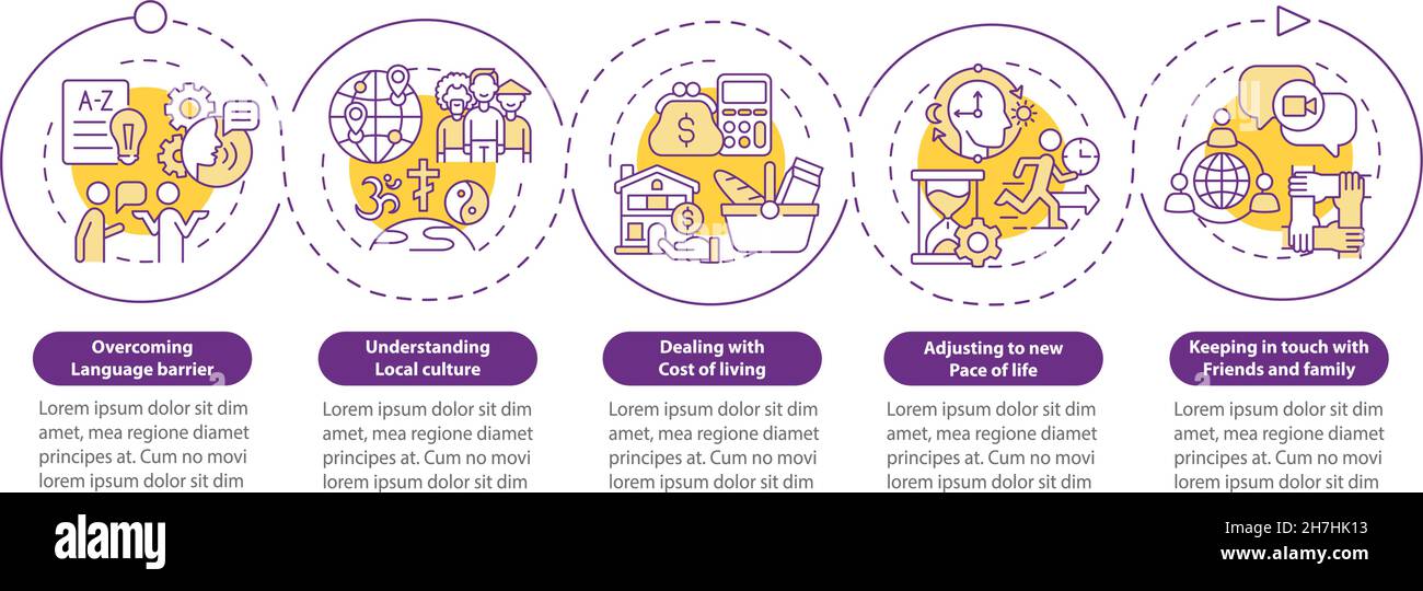 Infografik für „Expatriates Struggles“-Vektorvorlagen Stock Vektor