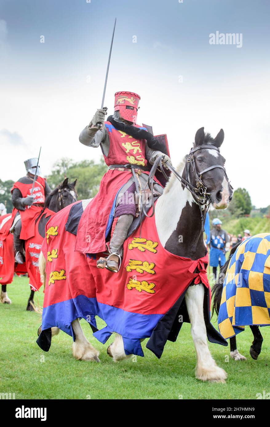 Rekonstruktion der Schlacht von Evesham 1265 auf der Kronwiese. Stockfoto