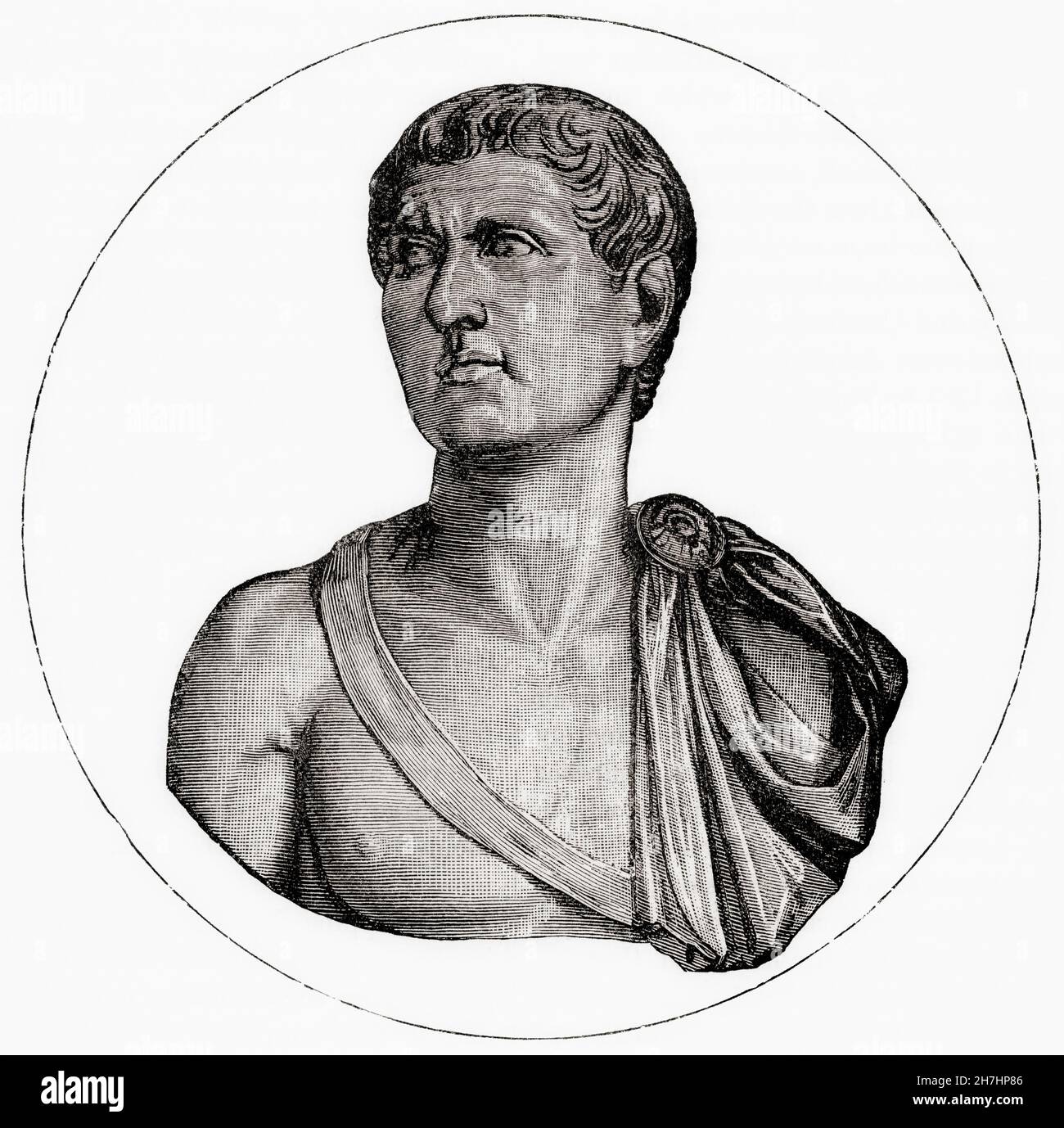 Germanicus Julius Caesar, 15 v. Chr. – 19 n. Chr. Römischer General. Aus Cassells Illustrated Universal History, veröffentlicht 1883. Stockfoto