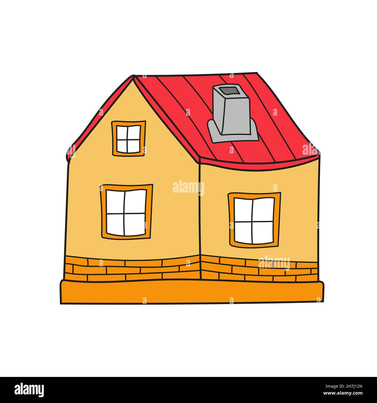 Einfaches Cartoon-Symbol. Gemütliches Haus. Vektor handgezeichnete Illustration auf weiß Stock Vektor