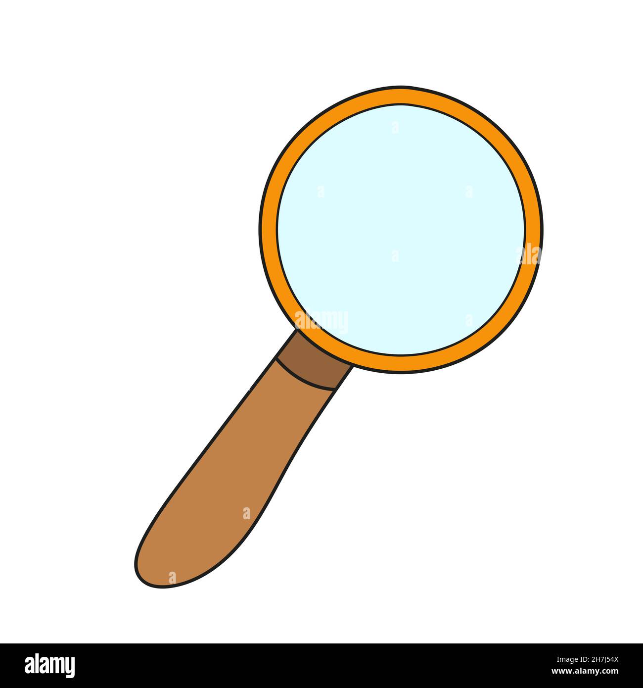 Einfaches Cartoon-Symbol. Vergrößerungsglas Vektorbild. Stock Vektor
