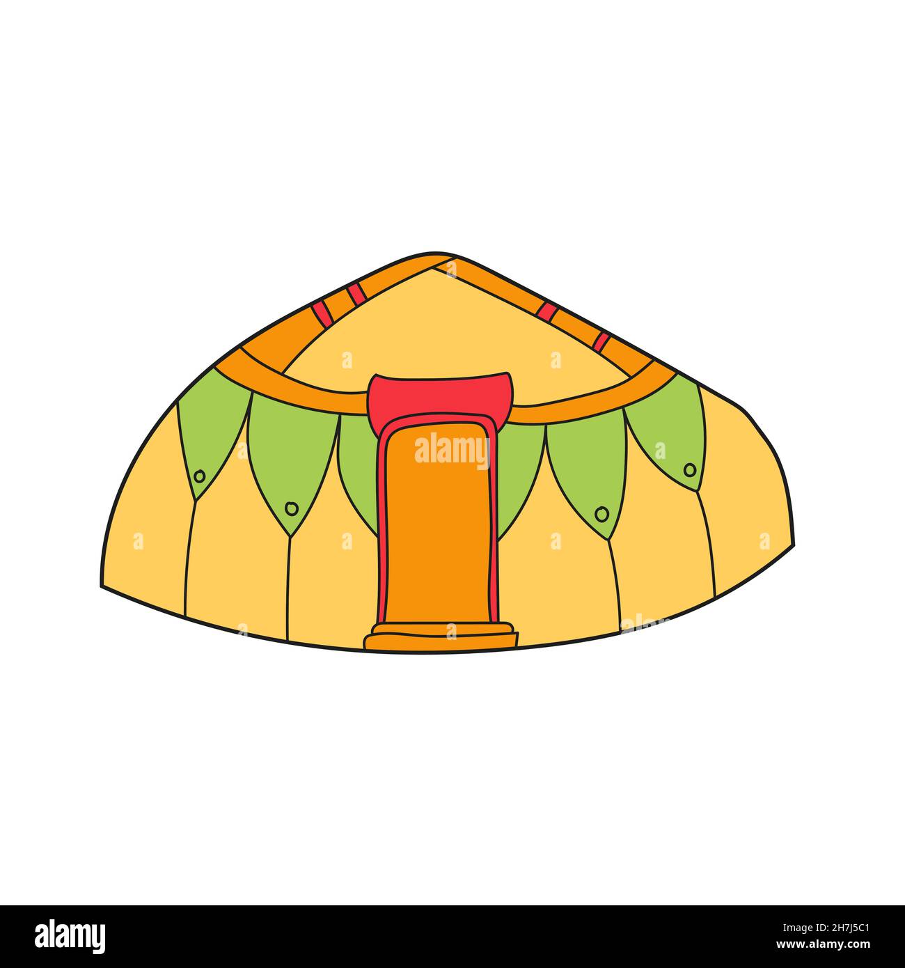 Einfaches Cartoon-Symbol. Vektorgrafik Jurte Cartoon Illustration. Haus asiatischer Nomaden. Heimat der Mongolei. Isoliert auf weißem Hintergrund Stock Vektor