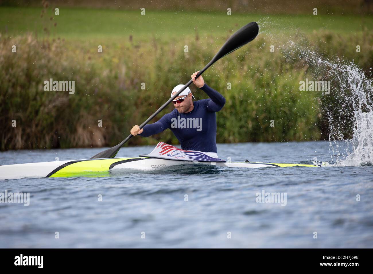 Der britische Sprint-Kanufahrer und mehrfache Olympiasieger Liam Heath, MBE, trainiere am 26th. August 2020 am Dorney Lake im Vereinigten Königreich. Stockfoto