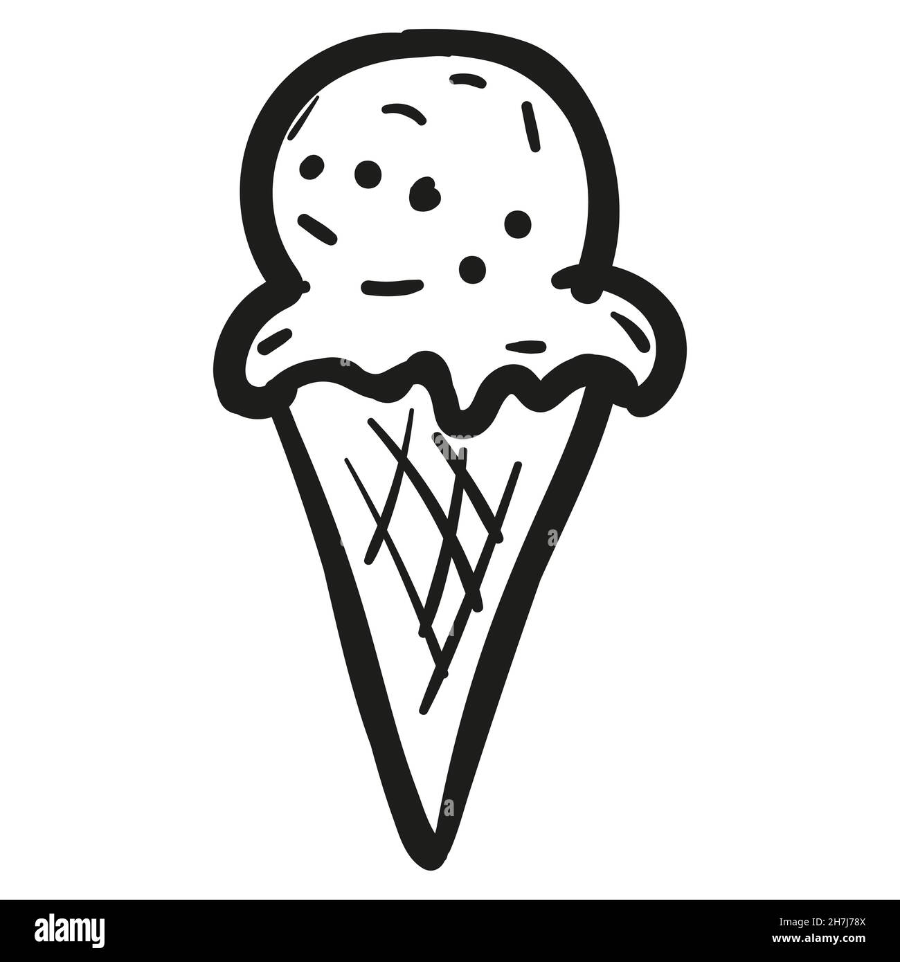 Handgezeichnetes Eis-Symbol im Doodle-Stil isoliert. Stock Vektor