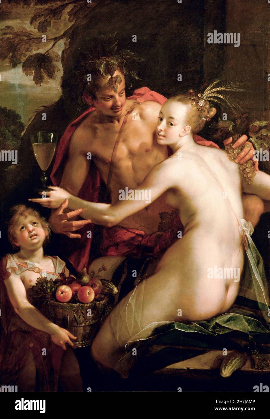 Bacchus, Ceres und Amor von Hans von Aachen (1552-1615), 1595/1605 Stockfoto