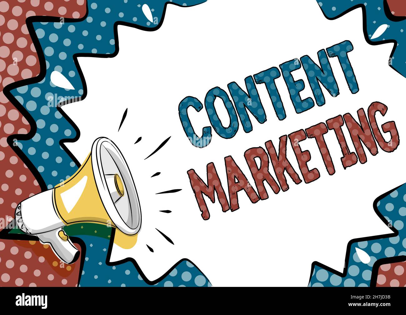 Textschild mit Content Marketing. Geschäftsübersicht umfasst die Erstellung und Weitergabe von Online-Material Bunte Design mit wichtigen Botschaften Stockfoto