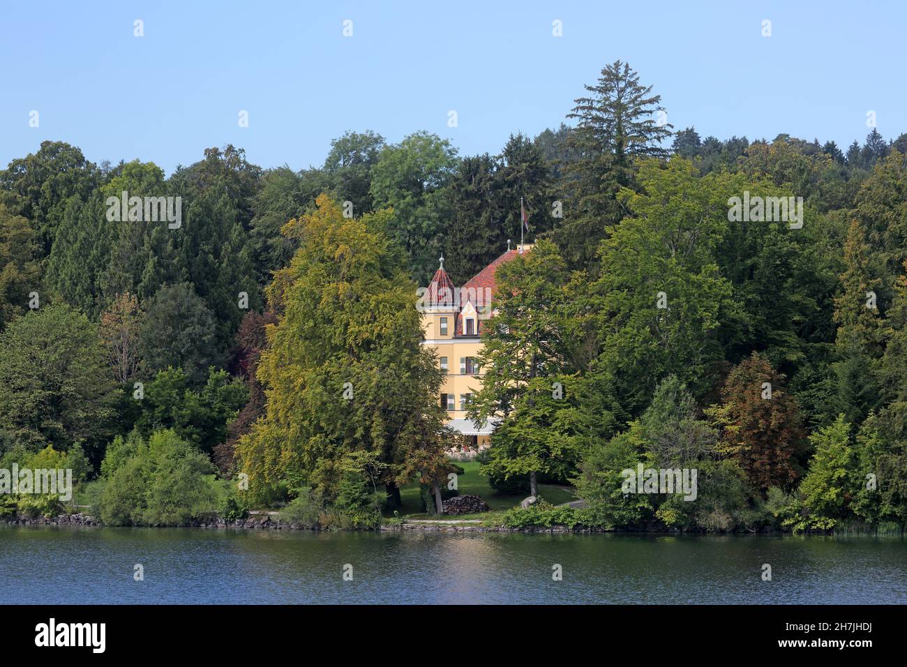 Schloss Garatshausen der Familie Thurn und Taxis, Feldafing, Starnberger See, 5-Seen-Land, Oberbayern, Bayern, Deutschland Stockfoto