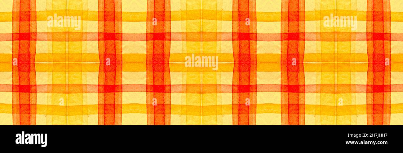Gelber Tartan-Hintergrund. Aquarell-Picknick Stockfoto