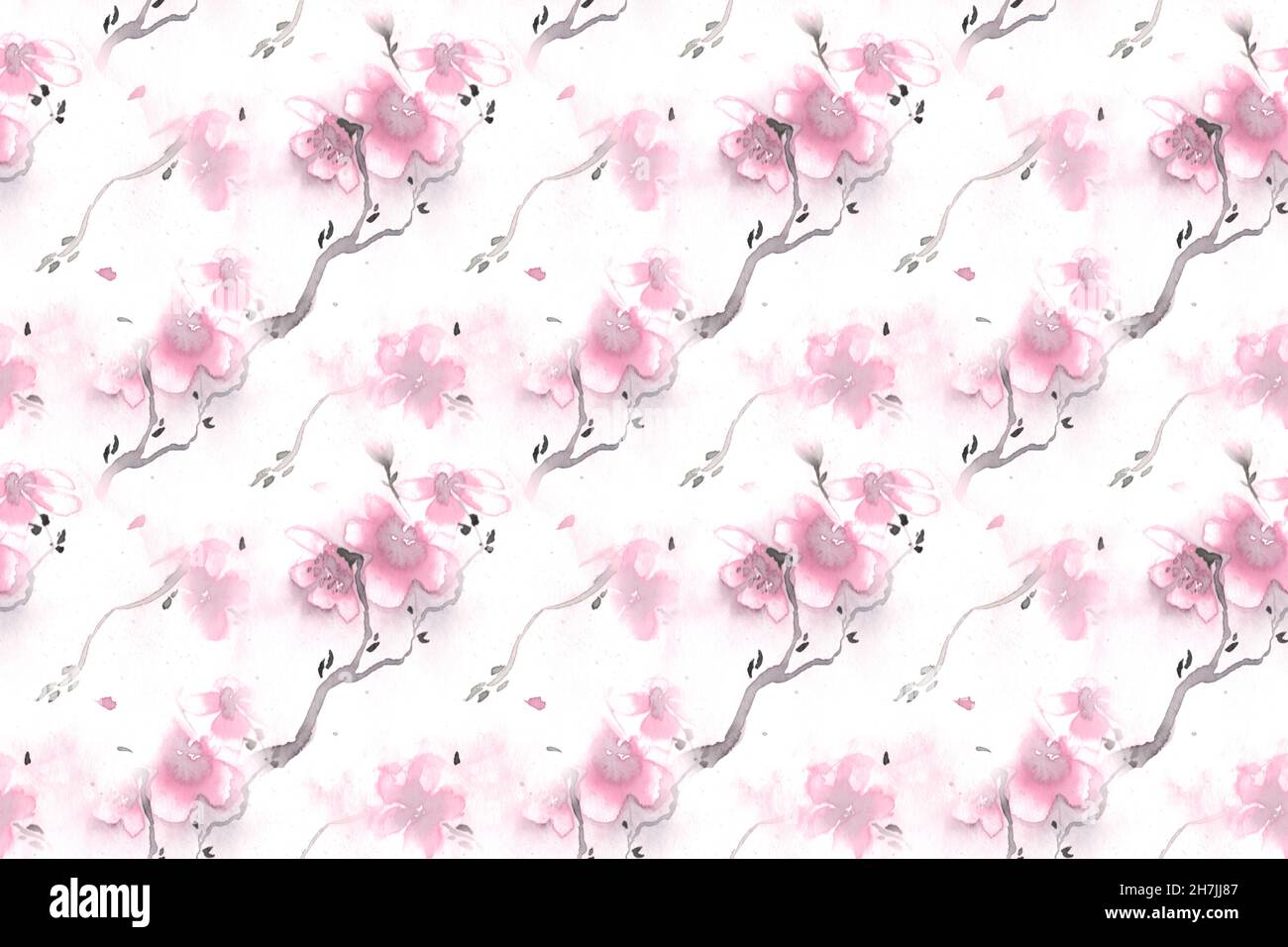 Aquarell Sakura Japan. Nahtlose Rose Stockfoto