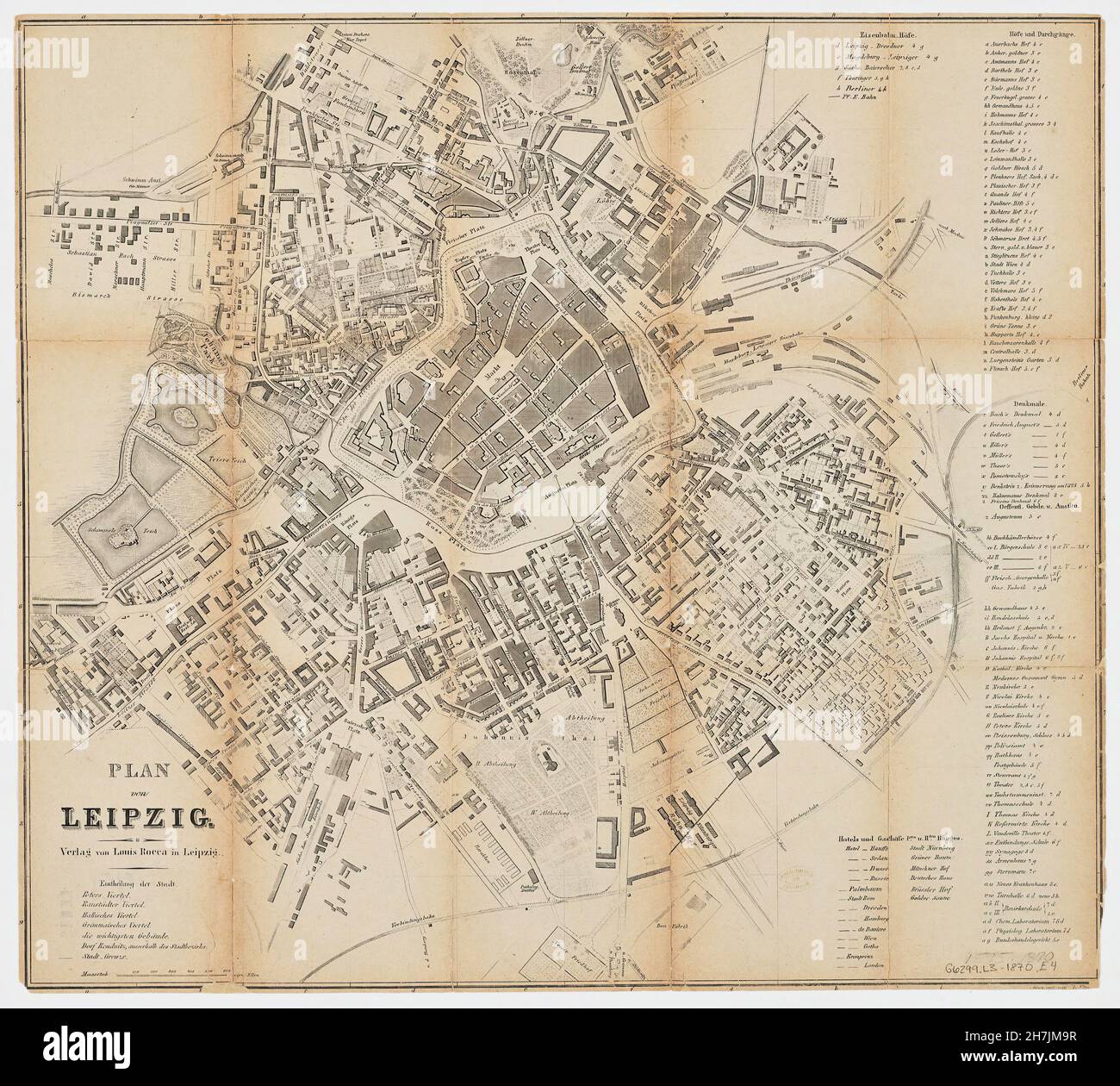 Christian Adolf Eltzner - Plan von Leipzig (1870) Stockfoto