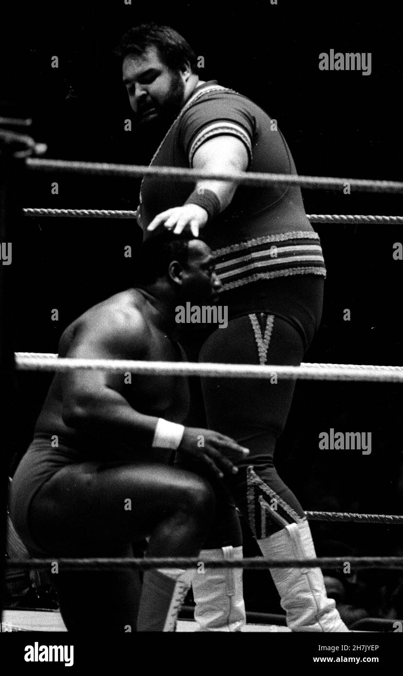 Akeem One Man Gang Ron Simmons 1987 Von John Barrett/PHOTOlink Stockfoto