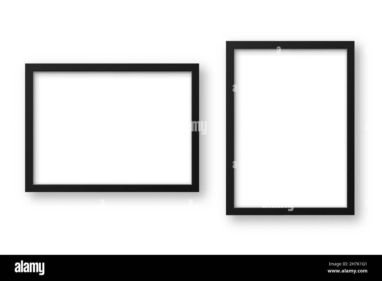 Realistischer Bilderrahmen isoliert auf weißem Hintergrund. Leeres Postermockup. Leerer Fotorahmen. Vektorgrafik. Stock Vektor