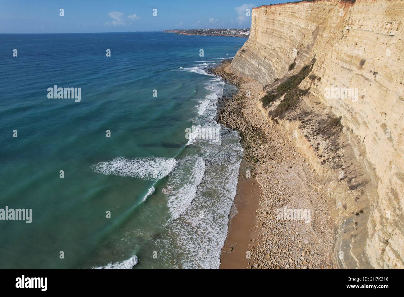 Luftaufnahme Fischerpfad algarve portugal lagos Porto Mós Strand Praia da Luz Rocha Negra. Stockfoto