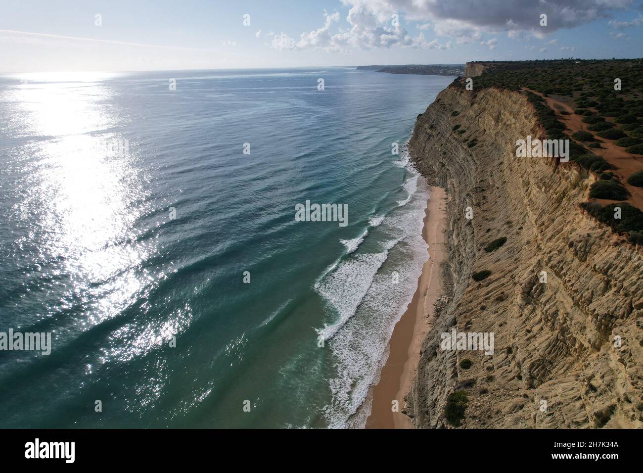 Luftaufnahme Fischerpfad algarve portugal lagos Porto Mós Strand Praia da Luz Rocha Negra. Stockfoto