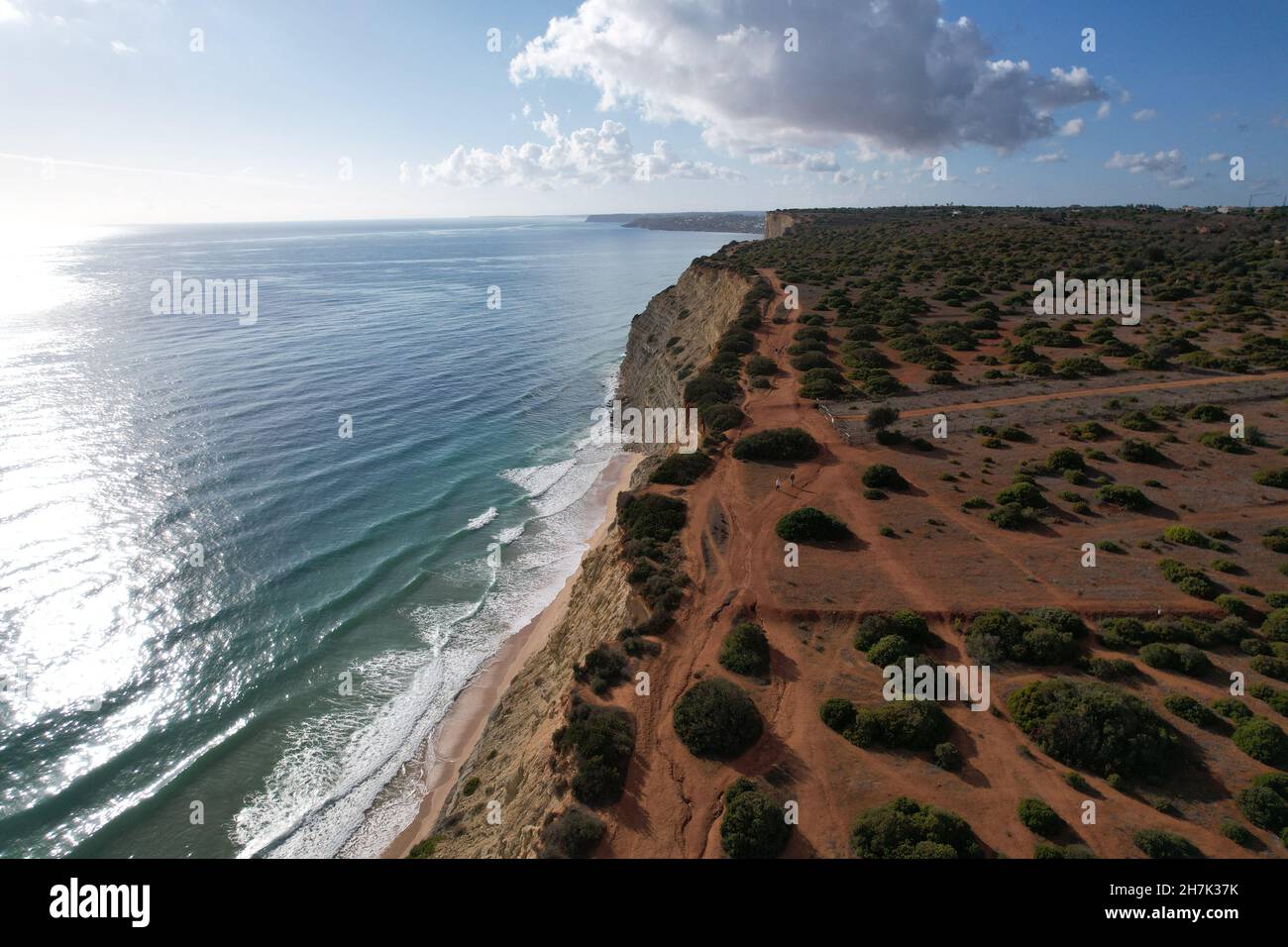 Luftaufnahme Fischerpfad algarve portugal lagos Porto Mós Strand Praia da Luz Rocha Negra. Stockfoto