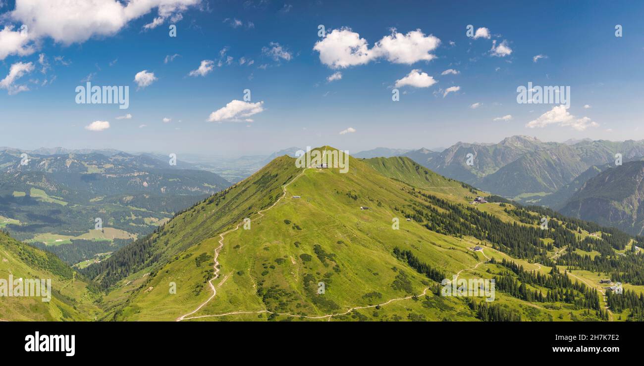 Panorama von der Kanzelwand, 2058m zum Fellhorn, 2038m, Oberallgäu, Allgäu, Bayern, Deutschland, Europa Stockfoto