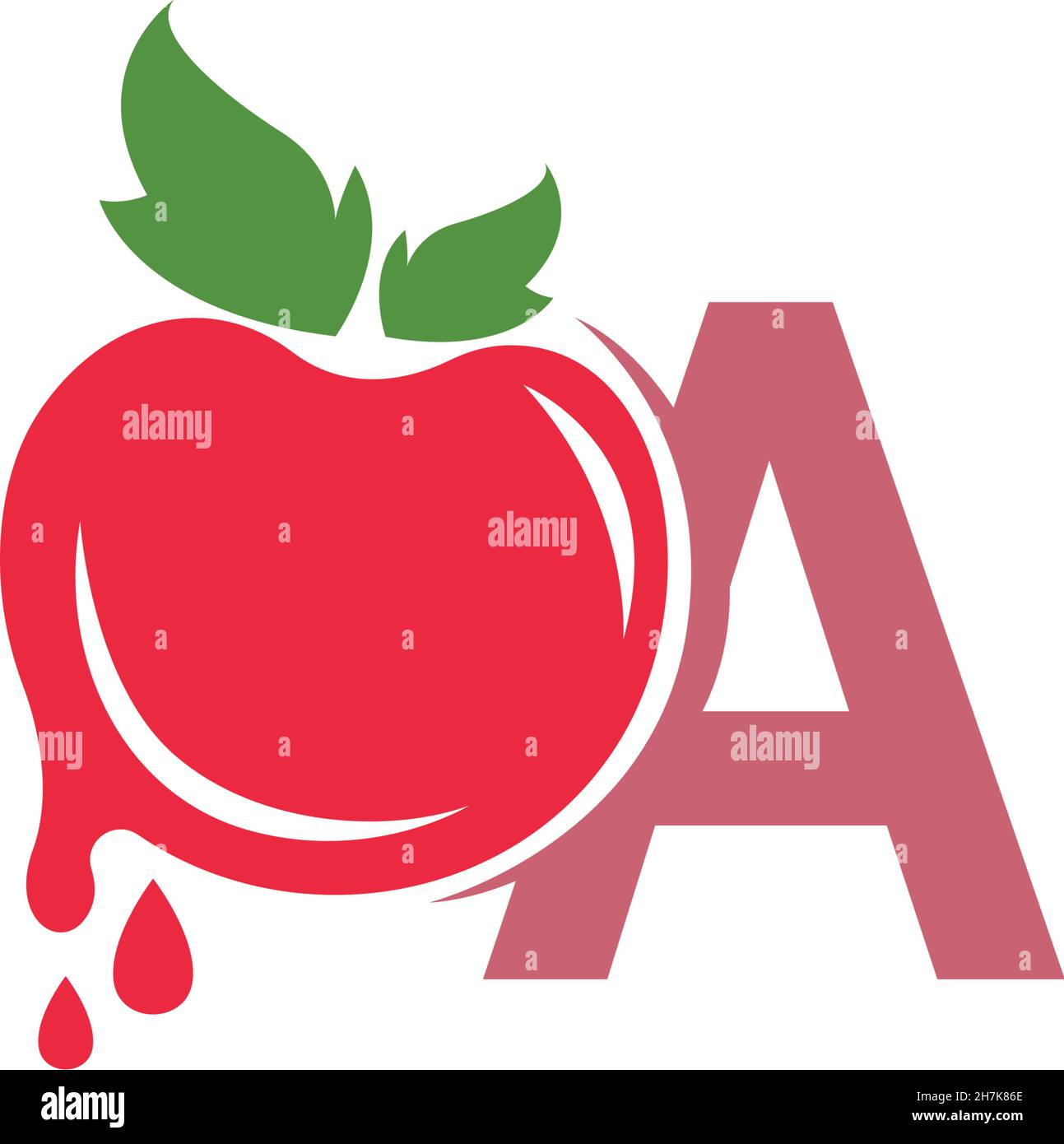 Buchstabe A mit Tomatensymbol Logo Design Vorlage Illustration Vektor Stock Vektor
