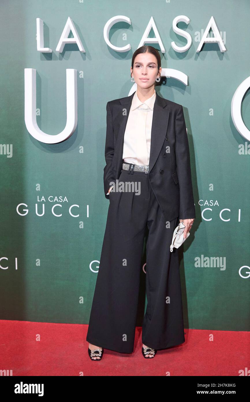 23. November 2021, Madrid, Madrid, Spanien: Sandra Gago nimmt am 23. November 2021 in Madrid, Spanien, an der Premiere des „House of Gucci“ im Callao Cinema Teil (Bildquelle: © Jack Abuin/ZUMA Press Wire) Stockfoto