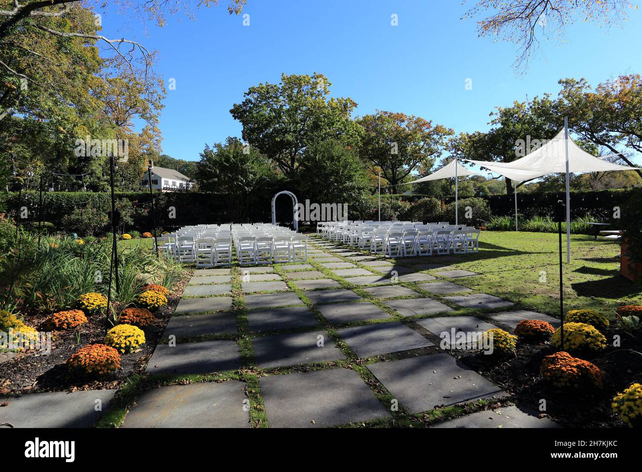 Hochzeitslocation im Freien, Stony Brook Long Island, New York Stockfoto