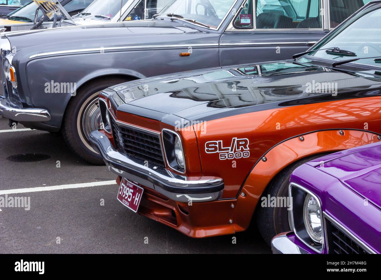 SLR 5000, 1974-1978, Holden Torana, Nahaufnahme. St Kilda, Melbourne Car Show Vatertag. Oldtimer. Victoria, Australien, September 2nd. Stockfoto