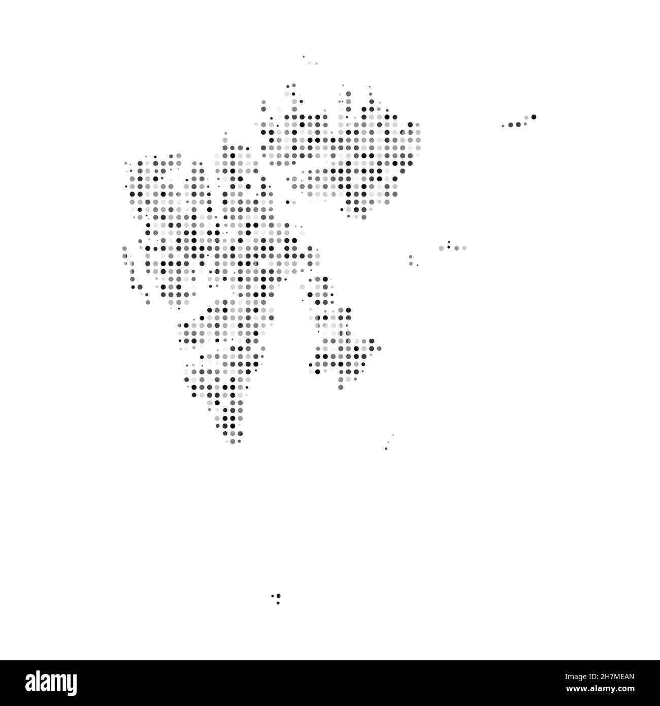 Abstrakte gepunktete schwarz-weiße Halbtoneffekt-Vektorkarte von Svalbard und Jan Mayen. Landeskarte digitale gepunktete Design-Vektor-Illustration. Stock Vektor