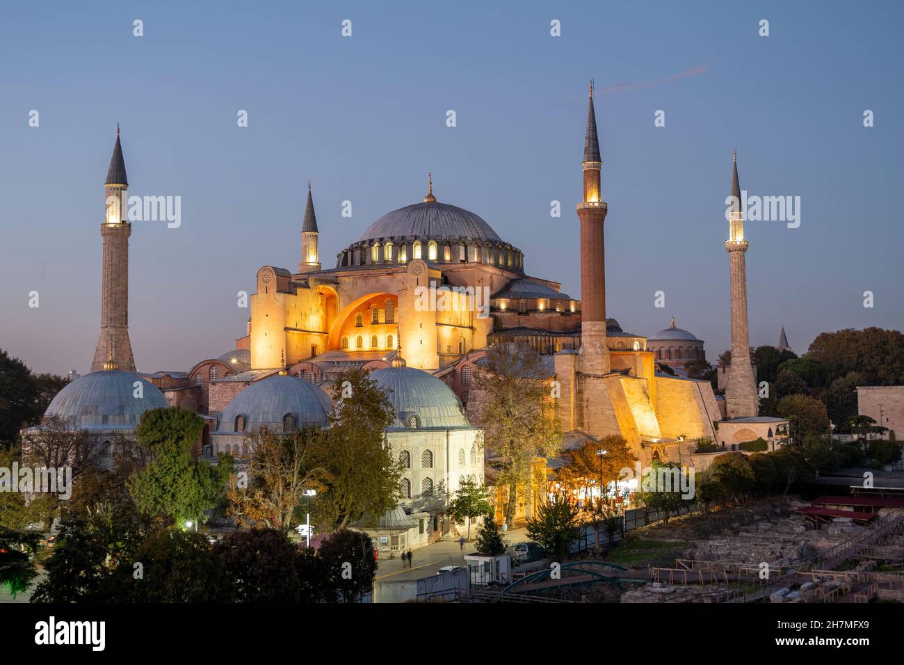Tolle Hagia Sophia Moschee am Abend, Istanbul Stockfoto