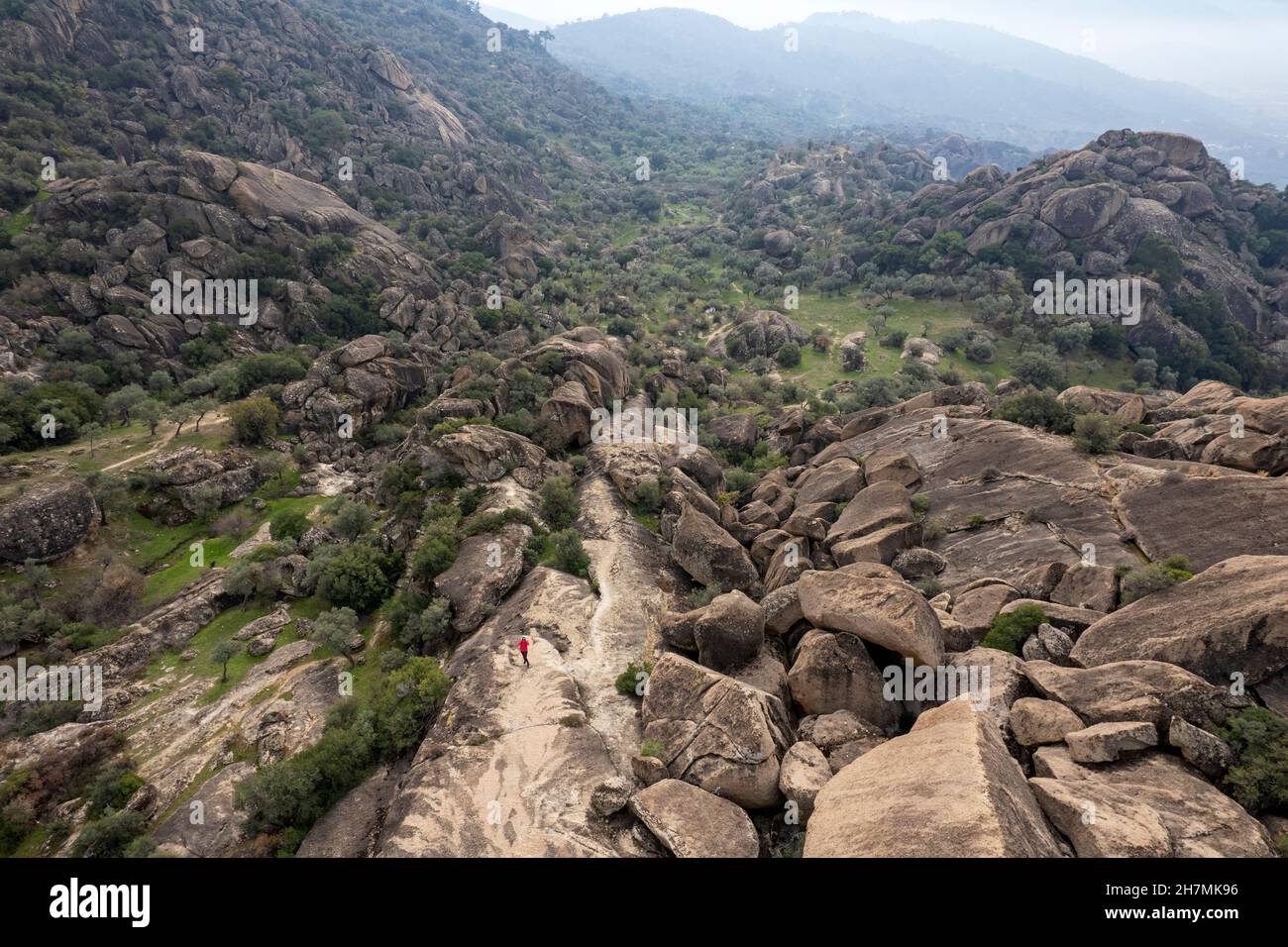 Landschaftlich schöne Aussicht auf felsige Berge in Latmos Besparmak Berge Mugla Türkei Stockfoto