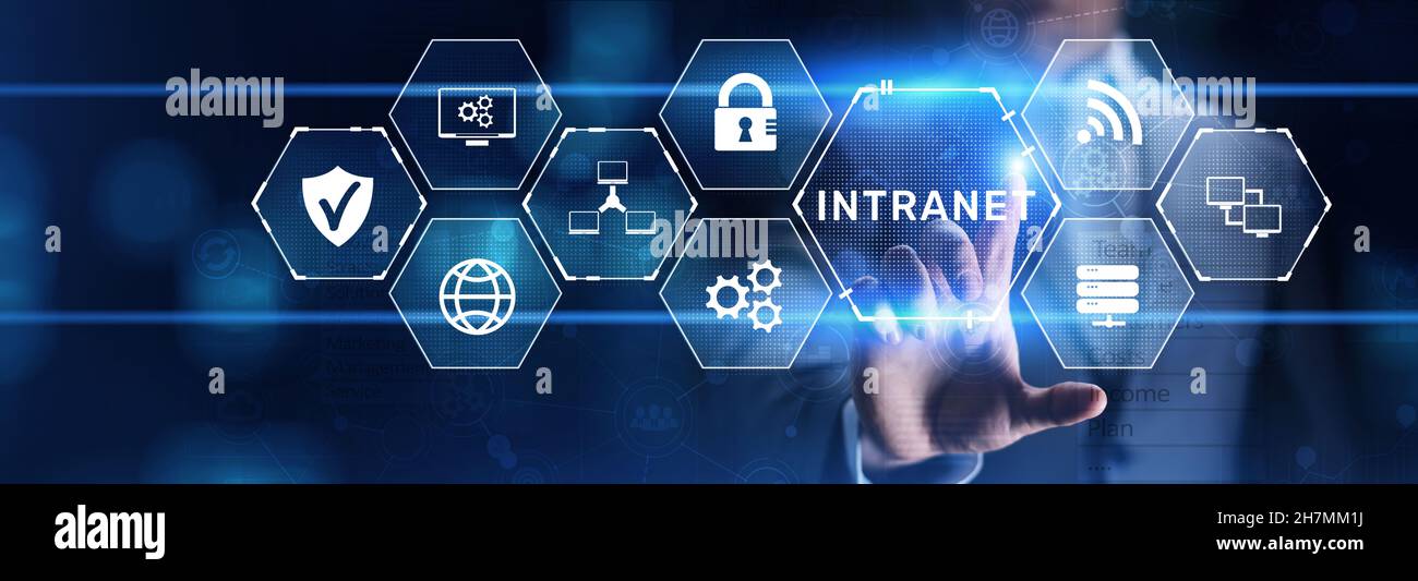 Intranet Unternehmenskommunikationsnetzwerk Business Technologie Vernetzungskonzept. Stockfoto