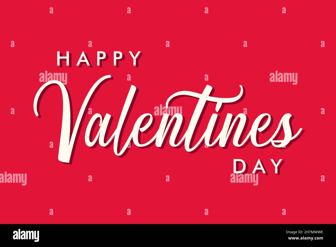 Happy Valentines Day – Typografie-Poster und -Karte mit handgeschriebenem Kalligrafietext, isoliert auf rotem Hintergrund. Vektordarstellung Stock Vektor