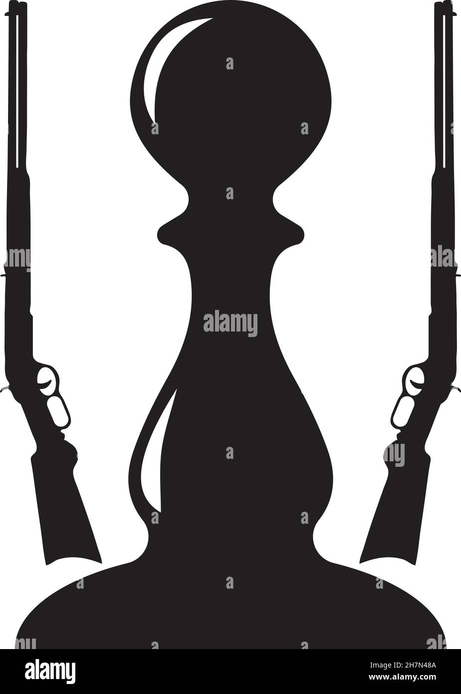 Schwarzer Bauer mit Gewehren bewaffnet Silhouette Vektor Illustration Stock Vektor