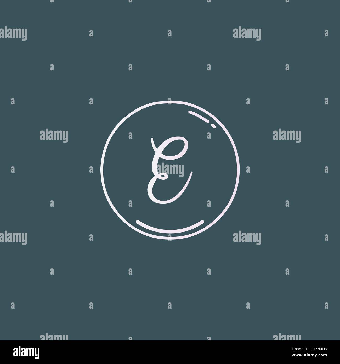 Kreatives E-Handschriftenlogo mit kreisförmigen, handgezeichneten Vorlagen Stock Vektor