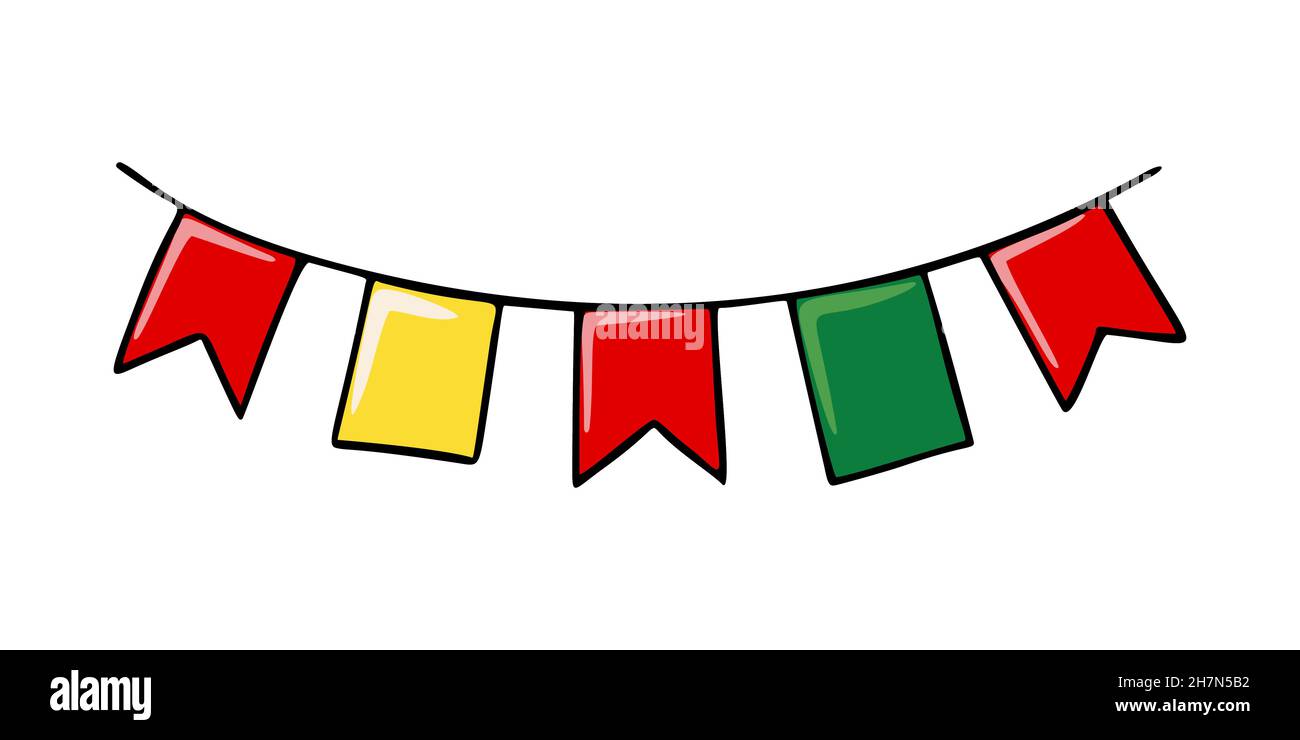Handzeichnung Flagge Girlande. Vektorgrafik Stock Vektor