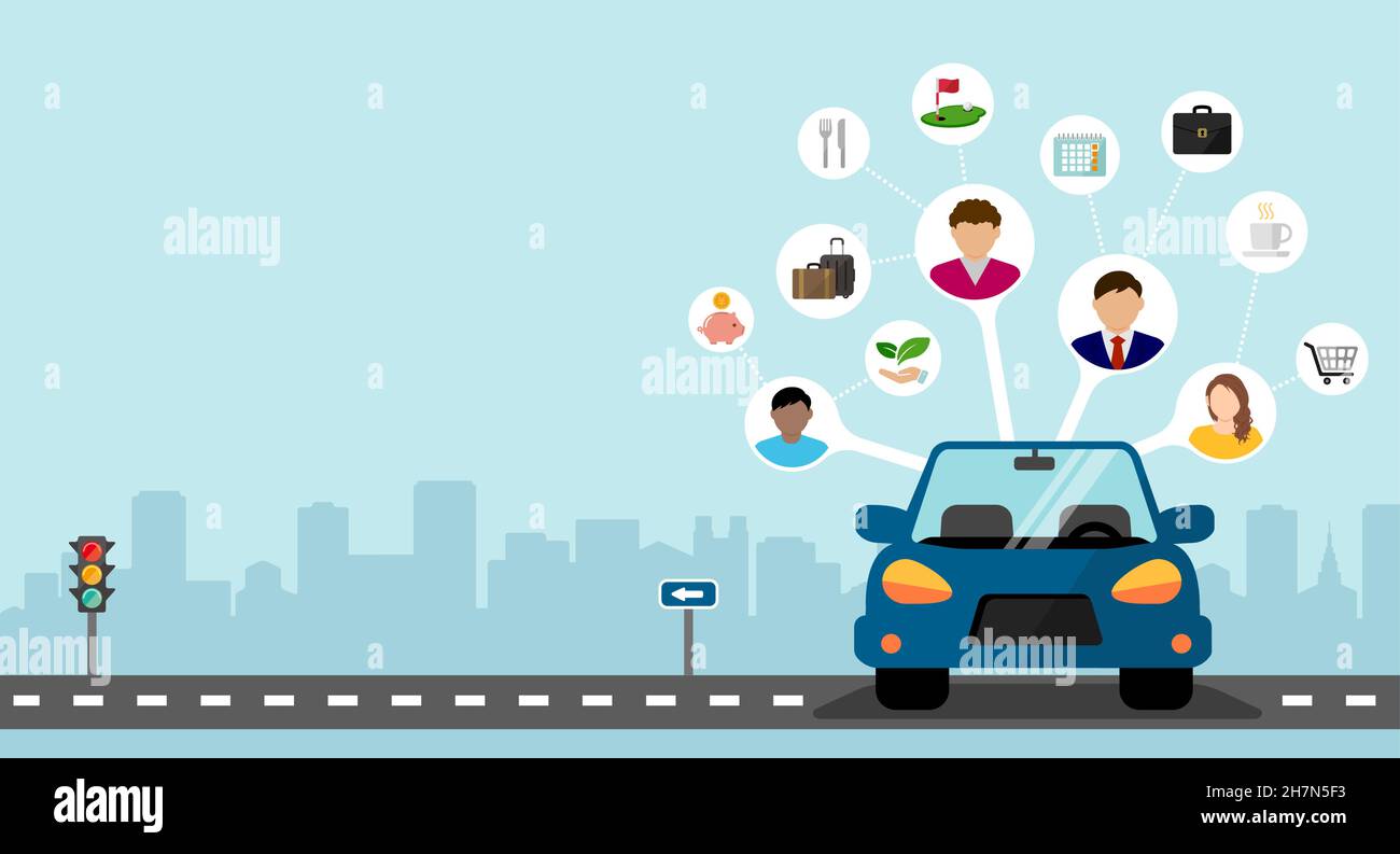 Car-Sharing-Konzept Vektor-Banner-Illustration Stock Vektor